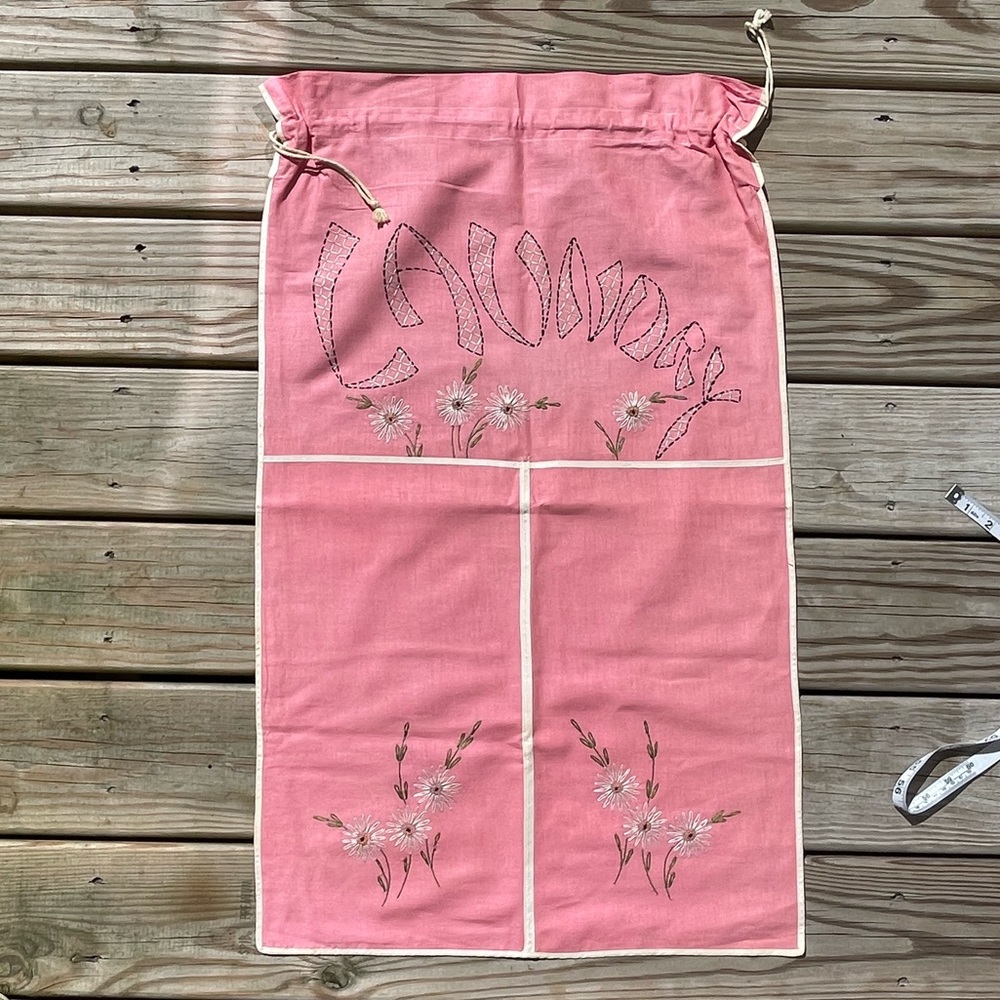 Exquisite laundry sack from the 1940’s!